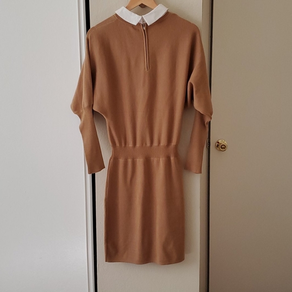 Pepper Place Design Tan Collared Sweater Dress - Picture 5 of 6